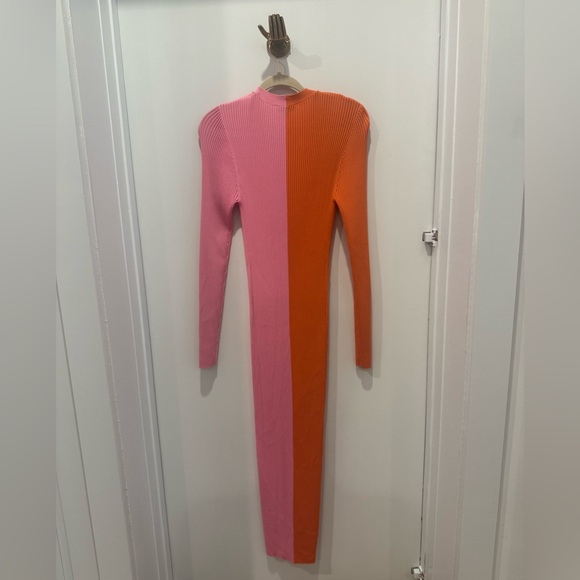 STAUD Shoko Red and Pink Long Sleeve Sweater Dress - Picture 3 of 4